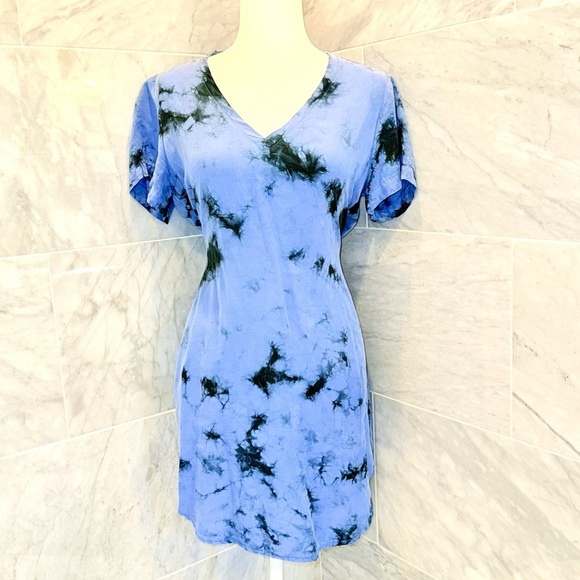 Anthropologie Cloth & Stone Womens Dress Small Liv Tie Front Mini Tie Dye - Picture 4 of 7